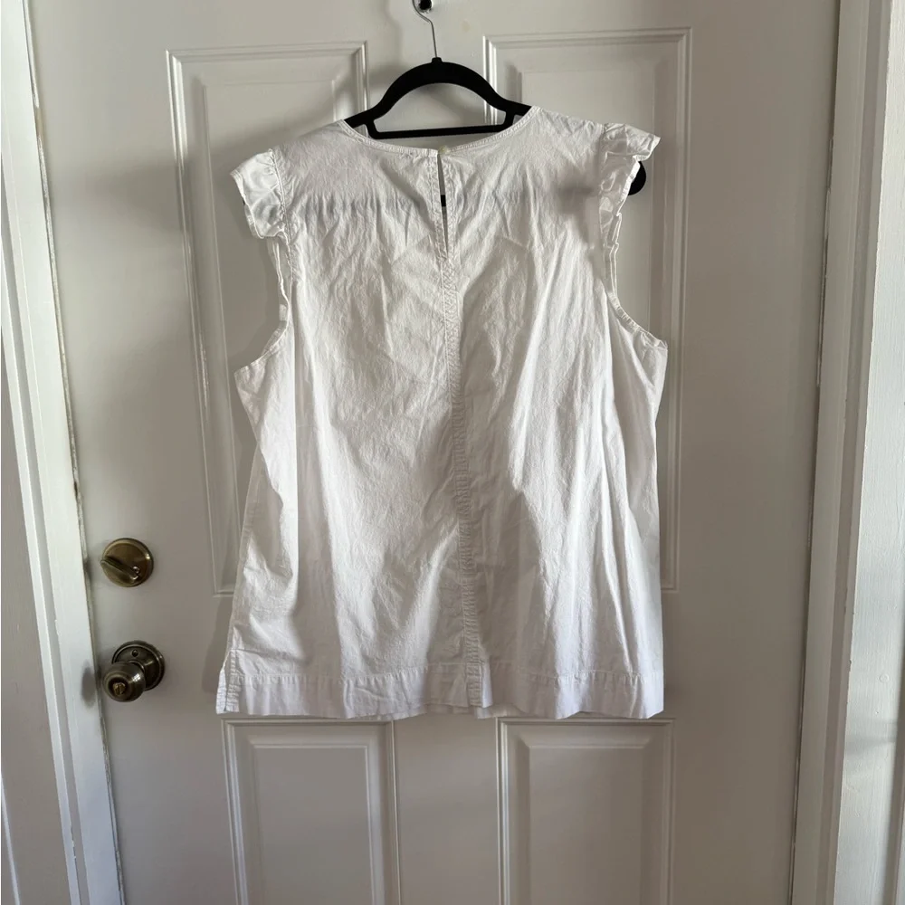 LOFT White Sleeveless Cotton Ruffle Sleeve Top - Picture 3 of 4